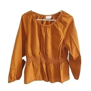 Universal Thread brown/cognac long sleeve peplum shirt size Large